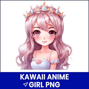 Kawaii Anime Girl PNG, Cute Japanese Cartoon Clipart, Pastel Chibi Girl PNG, Aesthetic Anime Sticker, Sublimation Art, Digital Download