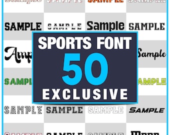 50 Sports Fonts Bundle – Athletic Logos & Team Apparel (Digital Download)