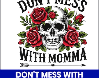 Edgy Mama Skull PNG, Retro Mom Life Design (Digital Download)