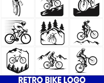 Retro Bike Logo Clipart Bundle, Vintage Bicycle Clipart, Cycling