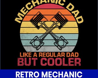Koszulka Retro Mechanic Dad PNG, projekt garażu samochodowego (pobieranie cyfrowe)