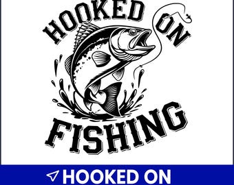 Pacchetto di immagini SVG e PNG a tema pesca, clipart di pescatori (download digitale)