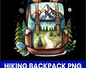Hiking Backpack PNG, Outdoor Adventure Clipart (Digital Download)