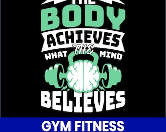 Fitness Motivation T-Shirt Design, Gym Quote Clipart (PNG Digital File)