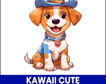 Clipart PNG de Cachorrinho Kawaii, Ilustração de Cachorro de Desenho Animado em Tons Pastel (Download Digital)