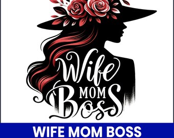 Wife Mom Boss PNG, Leopard Print Retro Sublimation Design (Digital Download)