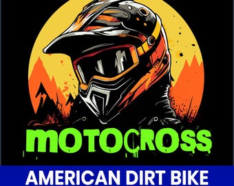 American Dirt Bike Motocross PNG, Patriotic Rider Design (Digitaler Download)
