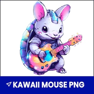 Kawaii Mouse PNG Clipart, Cute Baby Mouse Illustration, Cartoon Animal PNG, Mouse Sublimation Design, Nursery Printable Art, Digital