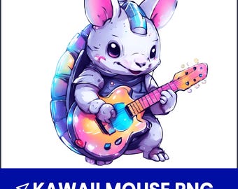 Kawaii Mouse PNG Clipart, Cartoon Baby Animal Illustration (Digital)