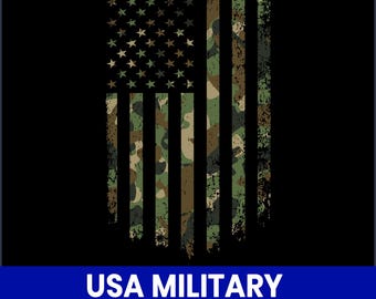 Maglietta mimetica militare con bandiera americana, disegno di un'aquila patriottica (download digitale)