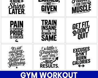 Gym training SVG-bundel, fitness citaten clipart (digitale download)