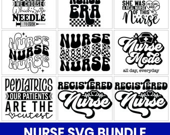 Paquete de archivos SVG para enfermeras, frases divertidas para enfermeras registradas, imágenes prediseñadas médicas (archivos digitales)