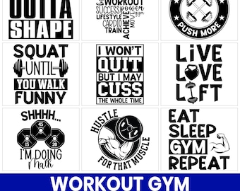 Workout Gym Zitate SVG Bundle, Fitness Motivation (Digitale Dateien)