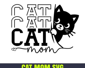 Katzen Mama SVG, Feline Grafik, Tierliebhaber Shirt Design (Digitaler Download)