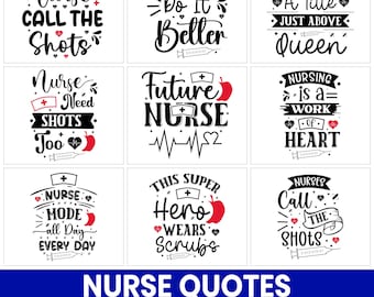 Funny Nurse Quotes SVG Bundle, RN Shirt Designs (Digital Download)