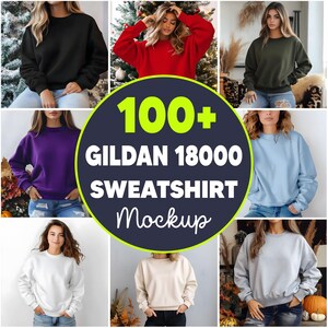 Gildan 18000 Sweatshirt Mockup Bundle, Crewneck Mockup, Flat Lay Sweatshirt Mockup, Gildan Sweatshirt PNG, Apparel Mockup, Digital Download