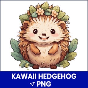 Kawaii Hedgehog PNG, Cute Forest Animal Clipart, Pastel Woodland Illustration, Transparent PNG File, Sublimation Design, Digital Download