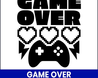 Diseño SVG divertido de Game Over para gamers (descarga digital)