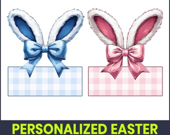 Personalized Easter Bunny Ears PNG, Custom Kid Name, Shirt Sublimation (Digital Download)