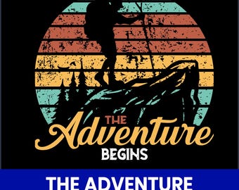 Adventure Begins Hiking PNG, Outdoor Clipart (Digital Download)