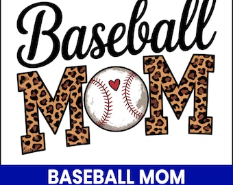Baseball Mom Leopard Print PNG, Sports Sublimation (Digital Download)