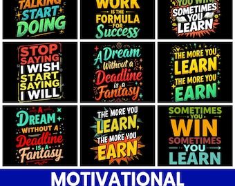 Inspirational Quotes PNG Bundle, Motivational Clipart (Digital Download)