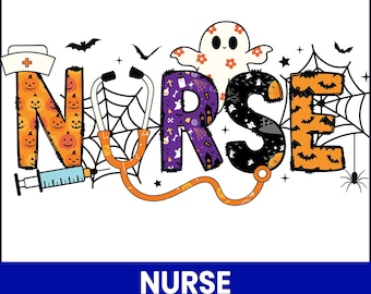 Spooky Nurse Halloween PNG, Witch Skeleton Design (300 DPI Digital)
