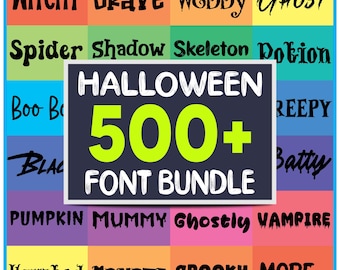 500+ Halloween Font Bundle, Spooky Gothic Retro Fonts (Digital Download)