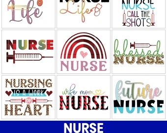 Funny Nurse PNG Sublimation Designs, RN Clipart Bundle (Digital Download)
