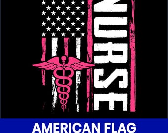 American Flag Nurse PNG, Patriotic Sublimation Design (300 DPI)