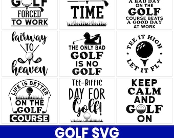 Paquete de diseños SVG divertidos de golf, imágenes prediseñadas de golf (descarga digital)