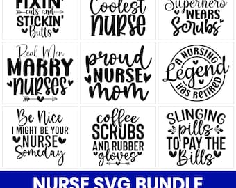 Funny Nurse Quotes SVG Bundle, RN Life Designs (Digital Download)