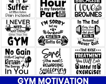 Sportschoolmotivatie SVG-bundel, fitnesscitaatontwerpen (digitale download)