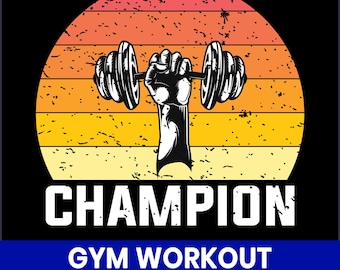 Gym Workout SVG Bundle, Fitness T-Shirt Designs (Digital Files)