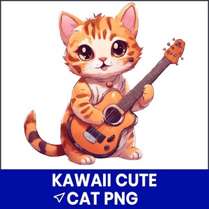 Kawaii Cute Cat PNG Clipart, Chibi Kitten Illustrations, Pastel Cat Sublimation, Cartoon Pet Graphics, Printable Cat Art, Digital Download