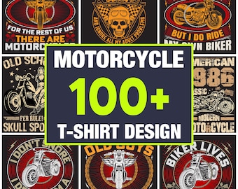 100+ Biker T-Shirt Designs: Vintage Motorcycle Vector Art (Digital Download)