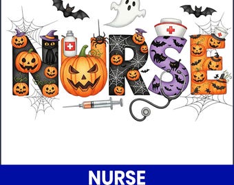 Spooky Nurse Halloween PNG, Skeleton Witch Design (Digital Download)