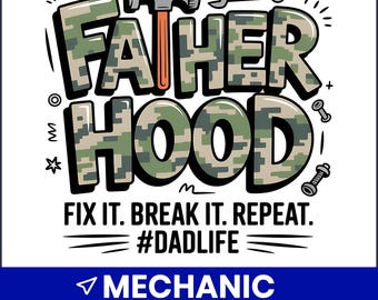 Mechanic Fatherhood PNG, zabawny klipart z życia taty (pobieranie cyfrowe)