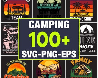 Retro Camping Graphics Bundle, Outdoor Adventure PNG SVG EPS (Digital Download)