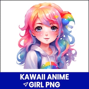 Kawaii Anime Girl PNG Clipart, Chibi Character Illustration, Pastel Aesthetic PNG, Cute Digital Girl Art, Printable Sticker Design