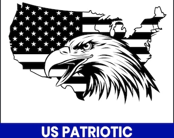 Patriotic Eagle SVG, USA Flag, 4th of July Cricut, Silhouette Cut File