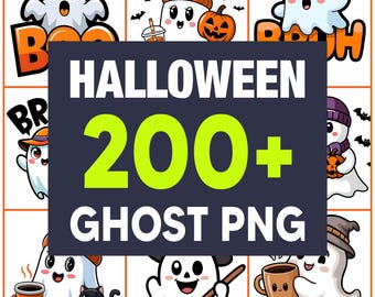Halloween Geist Clipart, 200+ Spooky PNG SVG Bundle (Digitaler Download)