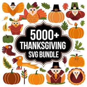 5000+ Thanksgiving SVG Bundle | Fall Clipart, Turkey SVG, Pumpkin, Harvest & Autumn Designs for Cricut, Commercial Use Files