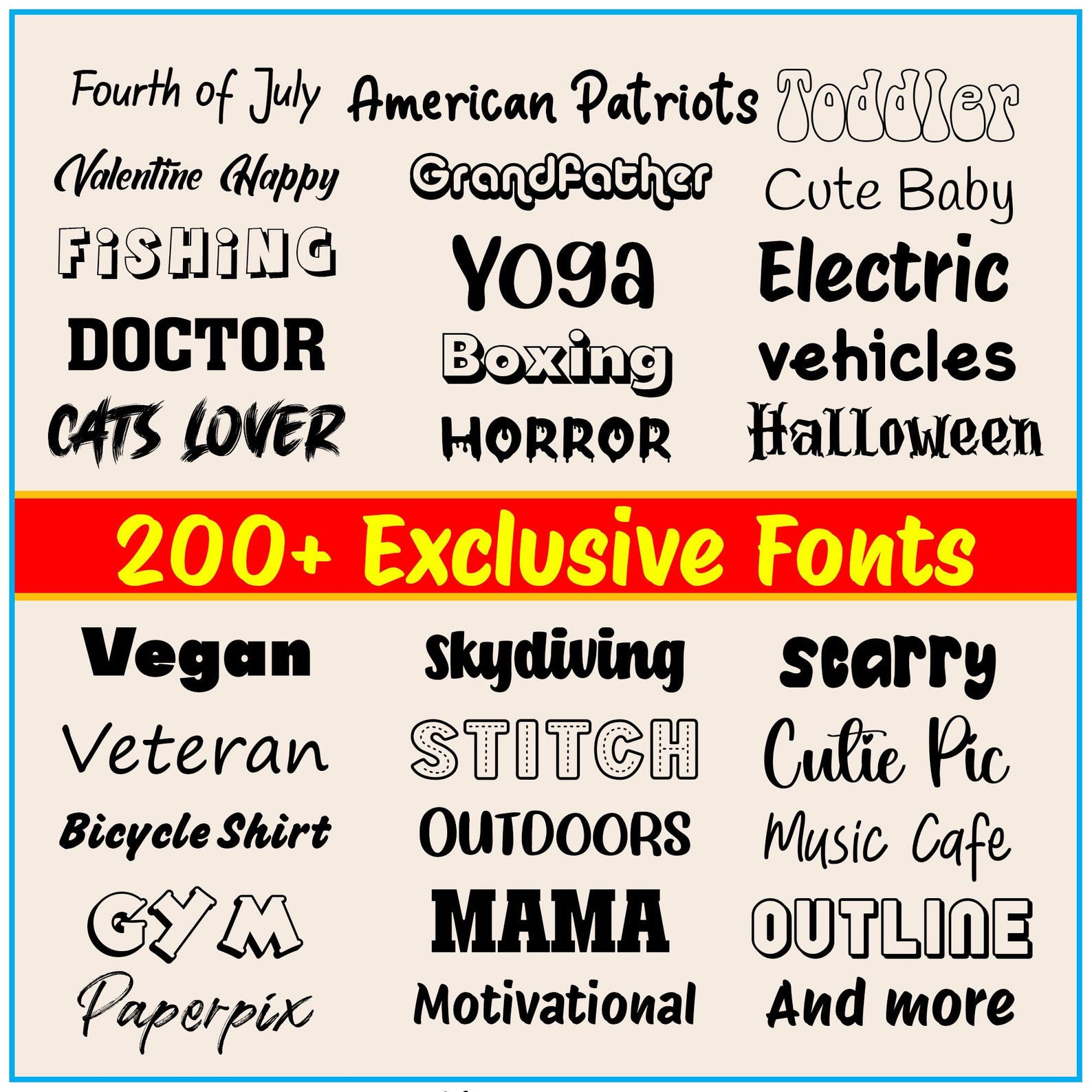 200+ Creative Font Bundle – SVG TTF for Cricut, Canva (digital Fonts ...