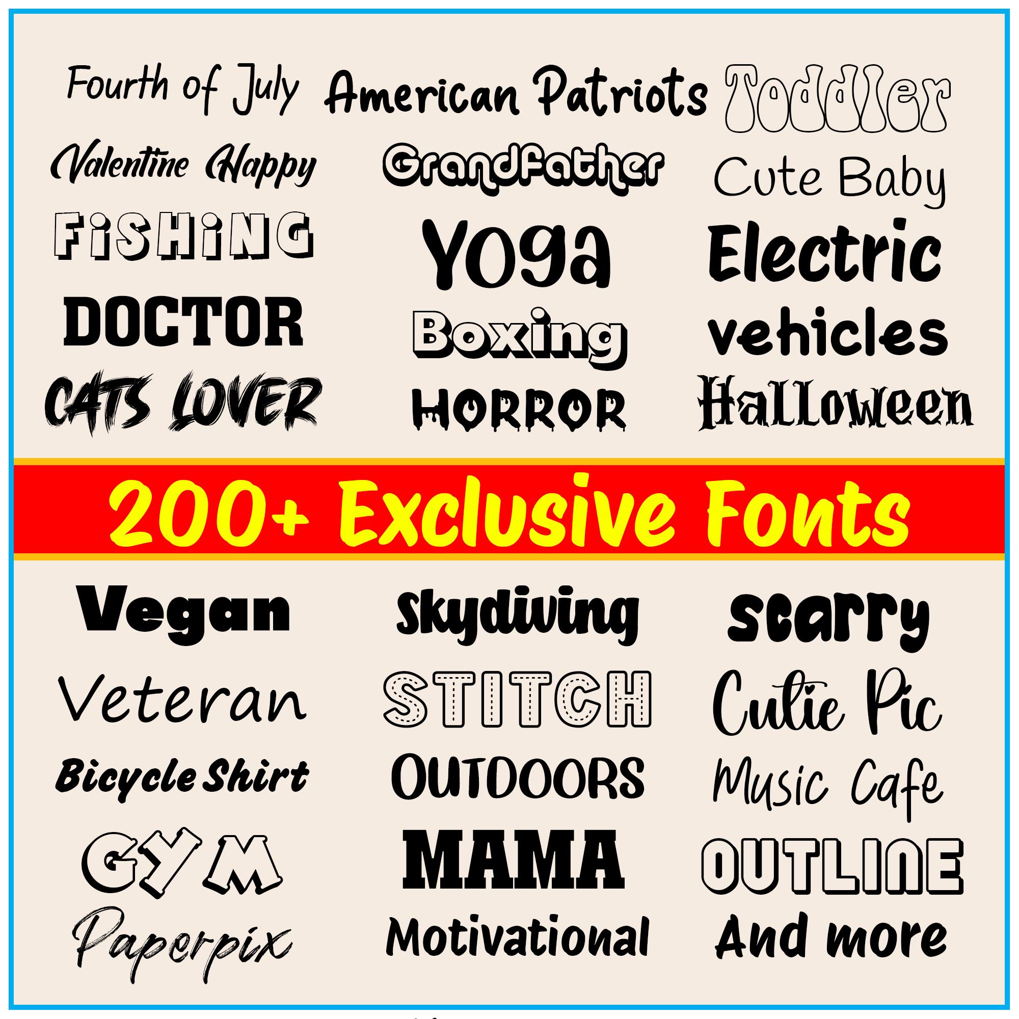 200+ Creative Font Bundle – SVG TTF for Cricut, Canva (digital Fonts ...