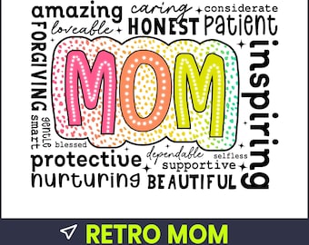 Retro Mom Quote PNG, vintage sublimatieontwerp (digitale download)