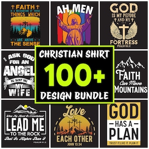 Christian T-Shirt Design: 100+ Faith SVG PNG EPS File, Religious Digital Graphics for Cricut and Sublimation, Commercial Use T-Shirt Design