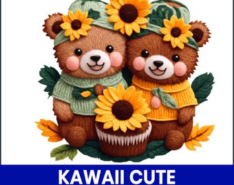 Kawaii teddybeer clipartbundel, pastelkleurige chibiberen, kinderkamersublimatie (digitaal)