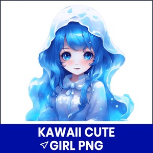 Kawaii Girl PNG Clipart, Cute Anime Girl Illustration, Pastel Aesthetic PNG, Chibi Character Art, Digital Download, Sublimation File