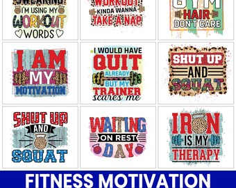 Fitness Motivation PNG Bundle, Fitnessstudio Zitat Clipart (digitaler Download)